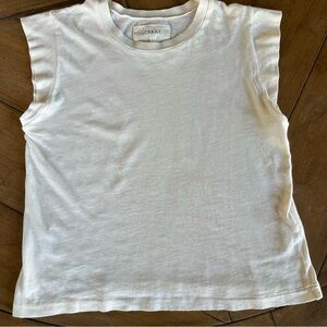 The Great Cream Peak Shoulder Short Sleeve T-Shirt Women Size 0/XS Fits S Cotton